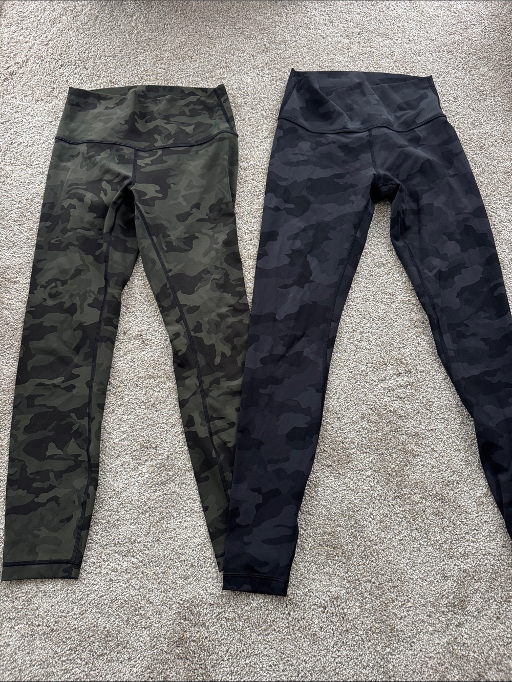 2 Lululemon Wunder Under Camo High-Waist Leggings size 6- olive & black camo